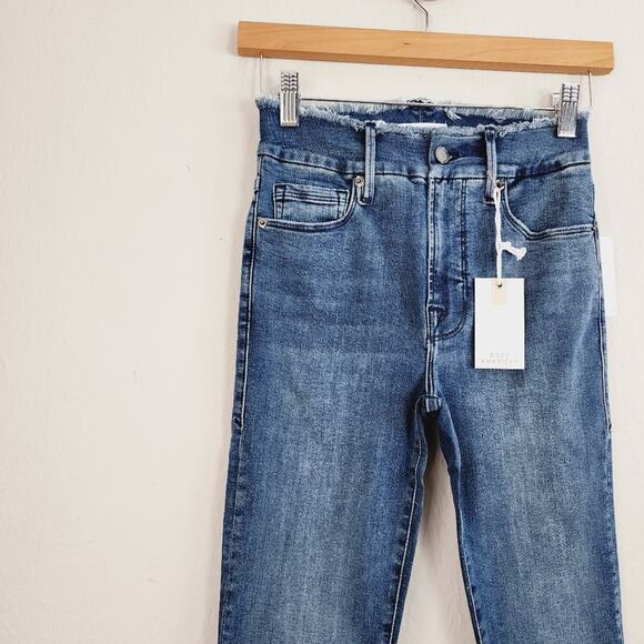 NEW Good American Good Legs Fray Waistband Dark Denim High Waisted Skinny Jean - Picture 7 of 11